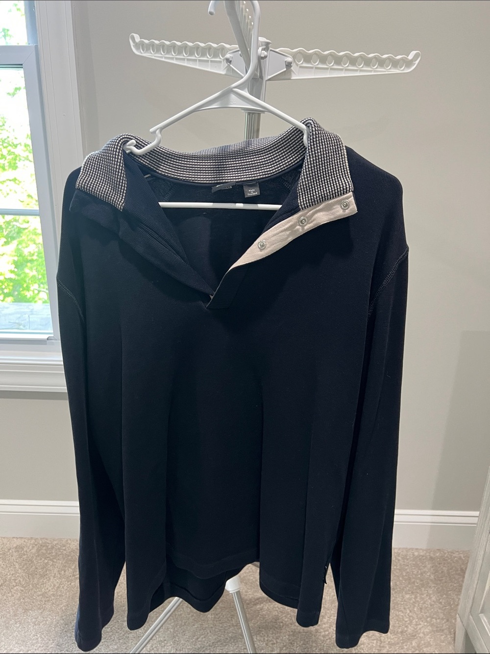 Boss Men's Black V-Neck Sweater with Contrasting Collar